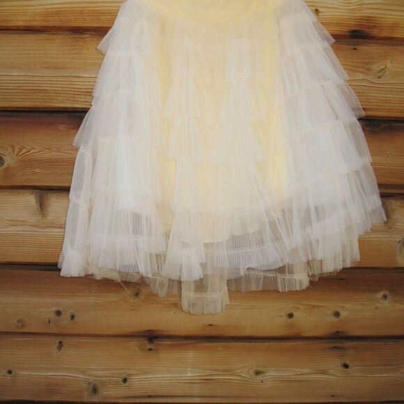 Mac Duggal 20259 MAC DUGGAL  Beige Feathered Strapless Tulle Fit and Flare Dress - Picture 15 of 16